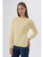 Kadın Sarı %100 Organik Pamuk Bisiklet Yaka Triko Kazak TRIST-6101 5