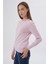 Kadın Pudra %100 Pamuk Bisiklet Yaka Triko Kazak Bluz TRIST-6101 8