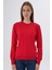 Kadın Kırmızı %100 Organik Pamuk Bisiklet Yaka Triko Kazak Bluz TRIST-6101 5