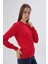 Kadın Kırmızı %100 Organik Pamuk Bisiklet Yaka Triko Kazak Bluz TRIST-6101 6