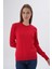 Kadın Kırmızı %100 Organik Pamuk Bisiklet Yaka Triko Kazak Bluz TRIST-6101 9