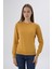 Kadın Hardal %100 Organik Pamuk Bisiklet Yaka Triko Kazak Bluz TRIST-6101 1