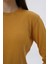 Kadın Hardal %100 Organik Pamuk Bisiklet Yaka Triko Kazak Bluz TRIST-6101 6