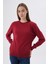 Kadın BORDO %100 Organik Pamuk Bisiklet Yaka Triko Kazak Bluz TRIST-6101 10
