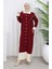 Triko Boydan Düğme Yaka Detaylı Elbise 0513-04 Bordo 2