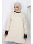 Triko Kolu Düğme Detaylı Garnili Tunik 3000-07 Bej 4