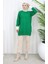 Triko Kolu Düğme Detaylı Garnili Tunik 3000-09 Zümrüt Yeşili 1