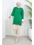 Triko Kolu Düğme Detaylı Garnili Tunik 3000-09 Zümrüt Yeşili 2