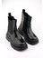 Yüksek Taban Lastikli Fermuarlı Rugan Siyah Çocuk Bot 1