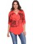 Baskılı Taş Detay Büyük Beden Gömlek Bluz Mercan 1