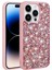 iPhone 14 Pro Uyumlu Parlak Taşlı Tasarım Senk Linea Kapak-Pembe 1