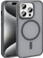 Apple iPhone 15 Pro Max Kılıf Magsafe Şarj Özellikli Mat Arka Yüzey Senk Sio Kapak-Gri 1