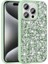 Apple iPhone 15 Pro Kılıf Parlak Taşlı Tasarım Senk Linea Kapak-Açık Yeşil 1