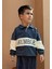 Polo Yaka Baskılı Sweatshirt 4-12 Yaş Lacivert 1