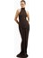 Fine Knit Gathered Halter Neck Maxi Dress Shimmer Ribbed Knit Kadın Elbise 1