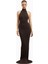 Fine Knit Gathered Halter Neck Maxi Dress Shimmer Ribbed Knit Kadın Elbise 5