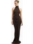 Fine Knit Gathered Halter Neck Maxi Dress Shimmer Ribbed Knit Kadın Elbise 6