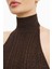 Fine Knit Gathered Halter Neck Maxi Dress Shimmer Ribbed Knit Kadın Elbise 9