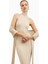 Fine Knit Gathered Halter Neck Maxi Dress Shimmer Ribbed Knit Kadın Elbise 8