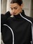 Siyah Kadın Yüksek Yaka Komple Fermuarlı Sweatshirt – Spor ve Günlük Şık Oversize Model 1
