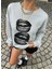 Kadın Gri Oversize Sweatshirt – Baskılı Dudak Desenli, Sokak Stili, Rahat Kesim 2