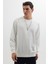 Erkek Relax Fit Rahat Kesim %100 Pamuk 2 Iplik Bisiklet Yaka Beyaz Sweatshirt 5