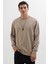 Erkek Relax Fit Rahat Kesim %100 Pamuk 2 Iplik Bisiklet Yaka taş Sweatshirt 1