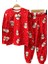 Erkek Çocuk Üzeri Kardan Adam ve Noel Baskılı Kırmızı Pijama Takımı 5