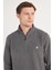 Erkek Slim Fit Dar Kesim Pamuklu Selanik Kumaş Yarım Fermuarlı Antrasit Dik Yaka Sweatshirt 2