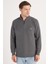 Erkek Slim Fit Dar Kesim Pamuklu Selanik Kumaş Yarım Fermuarlı Antrasit Dik Yaka Sweatshirt 4