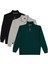 Unisex 3'lü Paket Siyah-Taş-Haki Relax Fit Pamuklu Yarım Fermuarlı Dik Yaka Sweatshirt 1