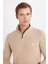 Erkek Slim Fit Dar Kesim Pamuklu Selanik Kumaş Yarım Fermuarlı Taş Dik Yaka Sweatshirt 2