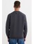 Erkek Relax Fit Rahat Kesim Pamuklu Lastikli Kol Bisiklet Yaka Baskılı Antrasit Sweatshirt 7