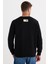 Erkek Relax Fit Rahat Kesim Pamuklu Lastikli Kol Bisiklet Yaka Baskılı Siyah Sweatshirt 7
