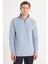 Erkek Slim Fit Dar Kesim Pamuklu Selanik Kumaş Yarım Fermuarlı Mavi Dik Yaka Sweatshirt 4