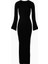 Fine Knit Longsleeve Open Back Maxi Dress Shimmer Ribbed Knit Kadın Elbise 2