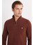 Erkek Slim Fit Dar Kesim Pamuklu Selanik Kumaş Yarım Fermuarlı Kahverengi Dik Yaka Sweatshirt 2