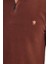 Erkek Slim Fit Dar Kesim Pamuklu Selanik Kumaş Yarım Fermuarlı Kahverengi Dik Yaka Sweatshirt 3