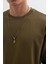 Erkek Relax Fit Rahat Kesim %100 Pamuk 2 Iplik Bisiklet Yaka Haki Sweatshirt 3