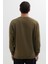 Erkek Relax Fit Rahat Kesim %100 Pamuk 2 Iplik Bisiklet Yaka Haki Sweatshirt 7