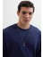 Erkek Relax Fit Rahat Kesim %100 Pamuk 2 Iplik Bisiklet Yaka lacivert Sweatshirt 2
