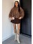Kadın Leopar Desenli Yarasa Kol Fermuarlı Oversize Ceket P-00018859 2