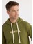 Erkek Oversize Geniş Kesim Pamuklu Baskılı Yeşil Kapüşonlu Sweatshirt 2