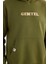 Erkek Oversize Geniş Kesim Pamuklu Baskılı Yeşil Kapüşonlu Sweatshirt 3