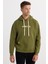 Erkek Oversize Geniş Kesim Pamuklu Baskılı Yeşil Kapüşonlu Sweatshirt 4