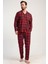 Erkek Kırmızı Renk Önden Düğmeli Gömlek Yaka Uzun Kollu Ekose Pijama Takımı C6T3N0105 1
