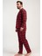 Erkek Kırmızı Renk Önden Düğmeli Gömlek Yaka Uzun Kollu Ekose Pijama Takımı C6T3N0105 3