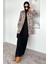 Leopar Desenli Ön Çıtçıtlı Tesettür Trençkot P-00018858 1