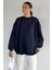 Kadın Bisiklet Yaka Şardonlu Oversize Sweatshirt P-00018609 1