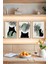🐈‍⬛ Siyah Kedi Temalı Yeşil Geometrik 3’lü Çerçevesiz Tablo Seti – Uv Baskılı 🌿 CRVS1036 13 x 17 1